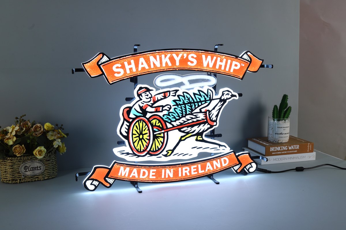 Custom illuminated graphic with a visible dark supporting frame