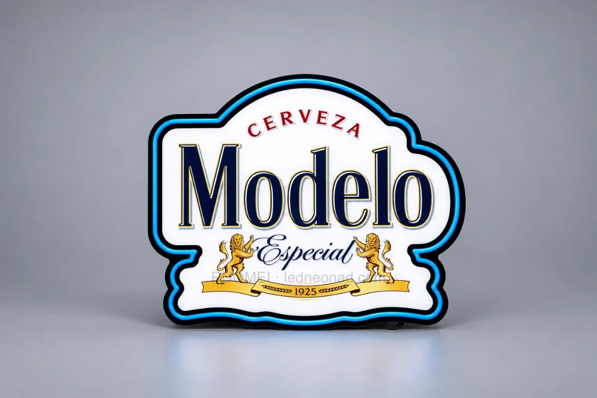 Modelo shaped logo sign