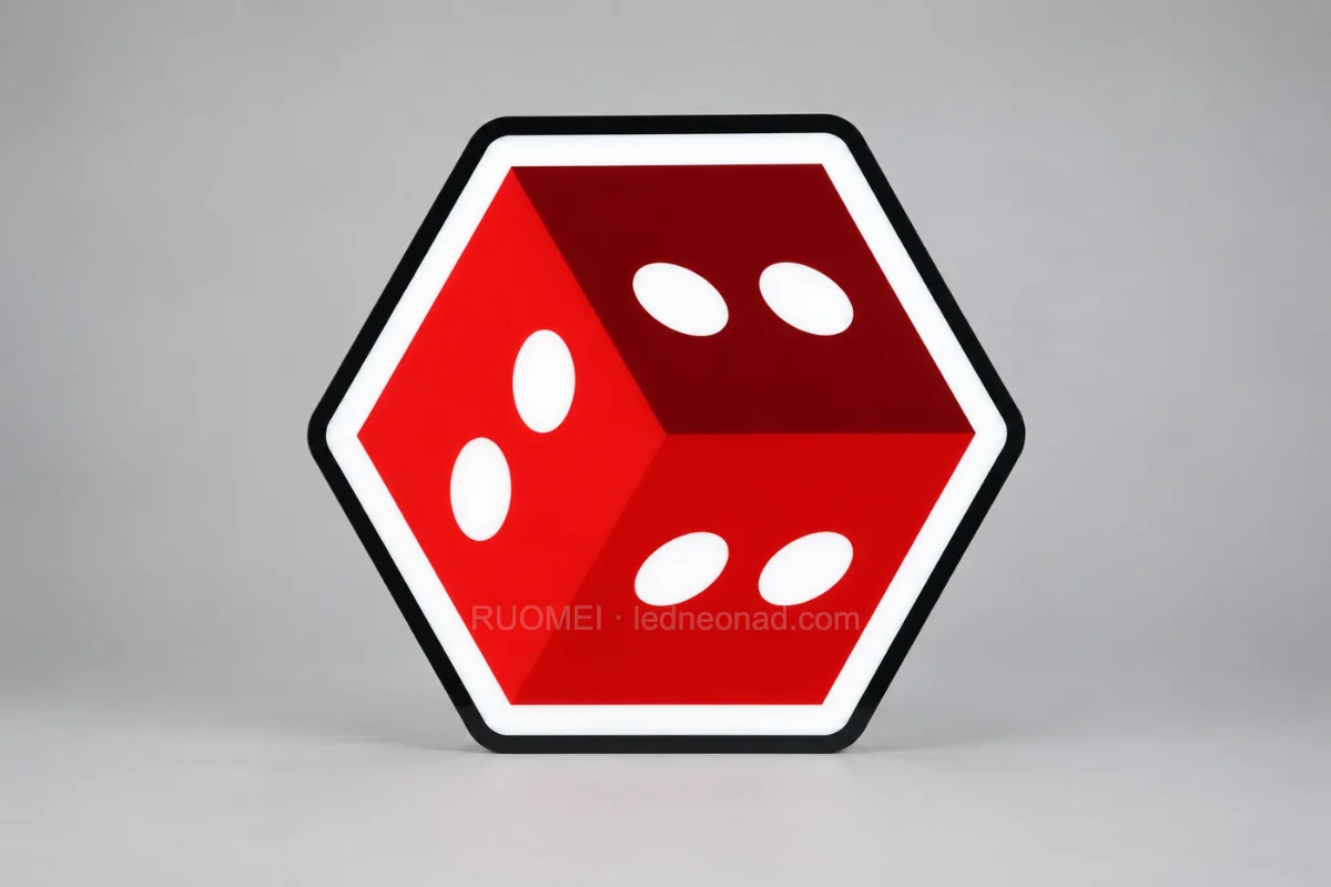 Red dice-shaped light box